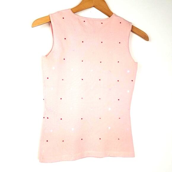 Tracy M | Silk Blend Pink Tank Top Sequins Med - Picture 2 of 6